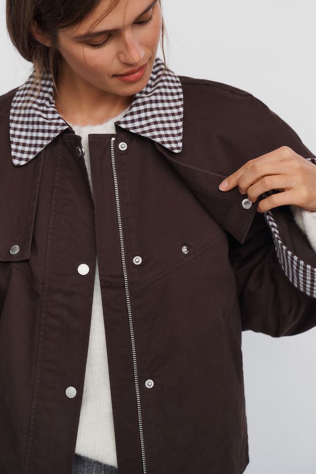 Avec Les Filles Gingham Trim Cape Jacket #4