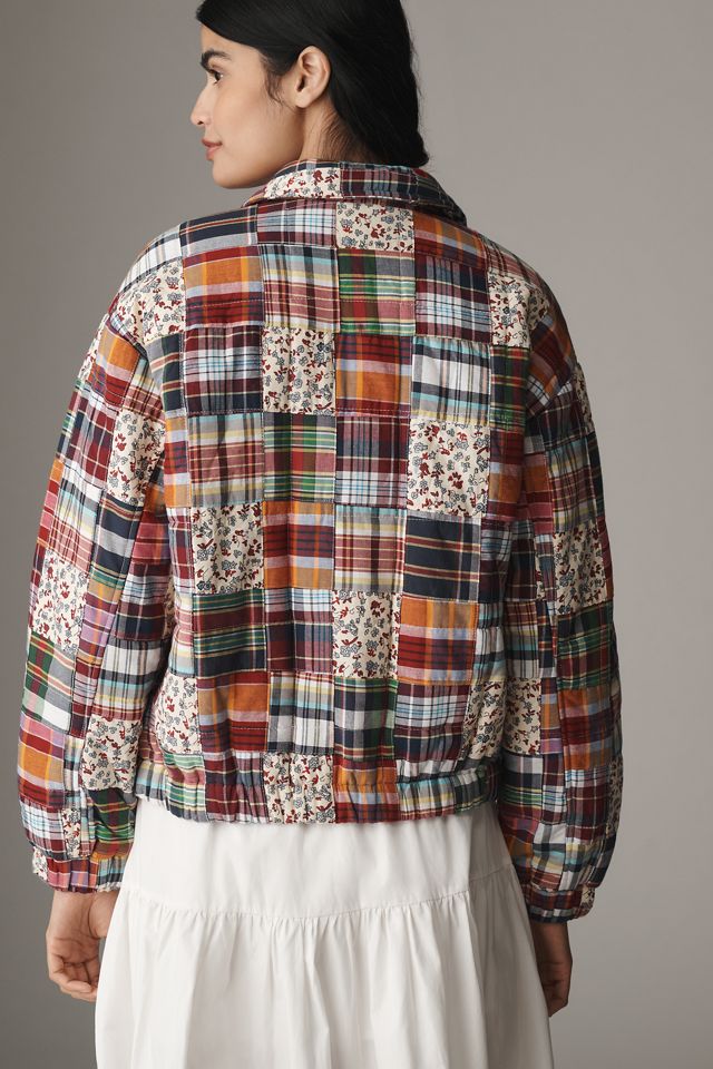 Avec Les Filles Plaid Stitched Bomber Jacket #1