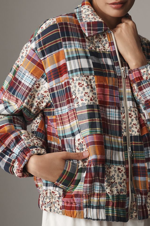 Avec Les Filles Plaid Stitched Bomber Jacket #2