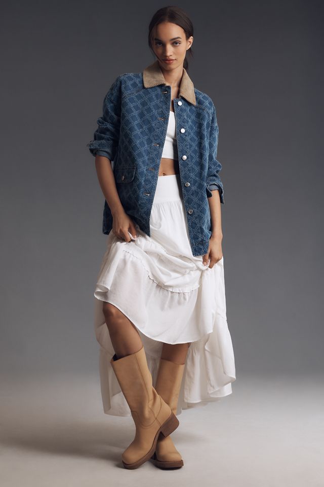 Avec Les Filles Diamond-Pattern Denim Barn Jacket #2