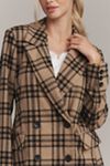 Avec Les Filles Double-Breasted Knit Plaid Blazer