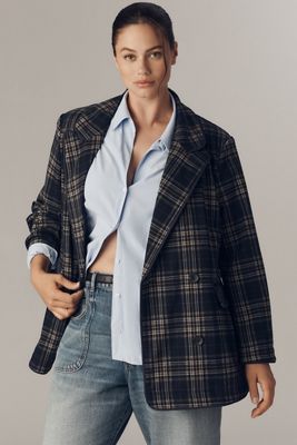 Blazer en maille à carreaux et double boutonnage Avec Les Filles