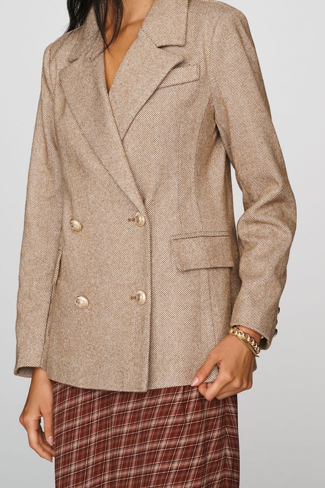 Avec Les Filles Double-Breasted Knit Plaid Blazer #2