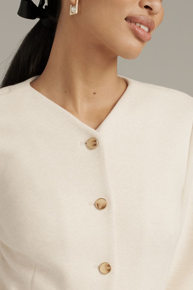 Avec Les Filles Collarless Knit Blazer #3