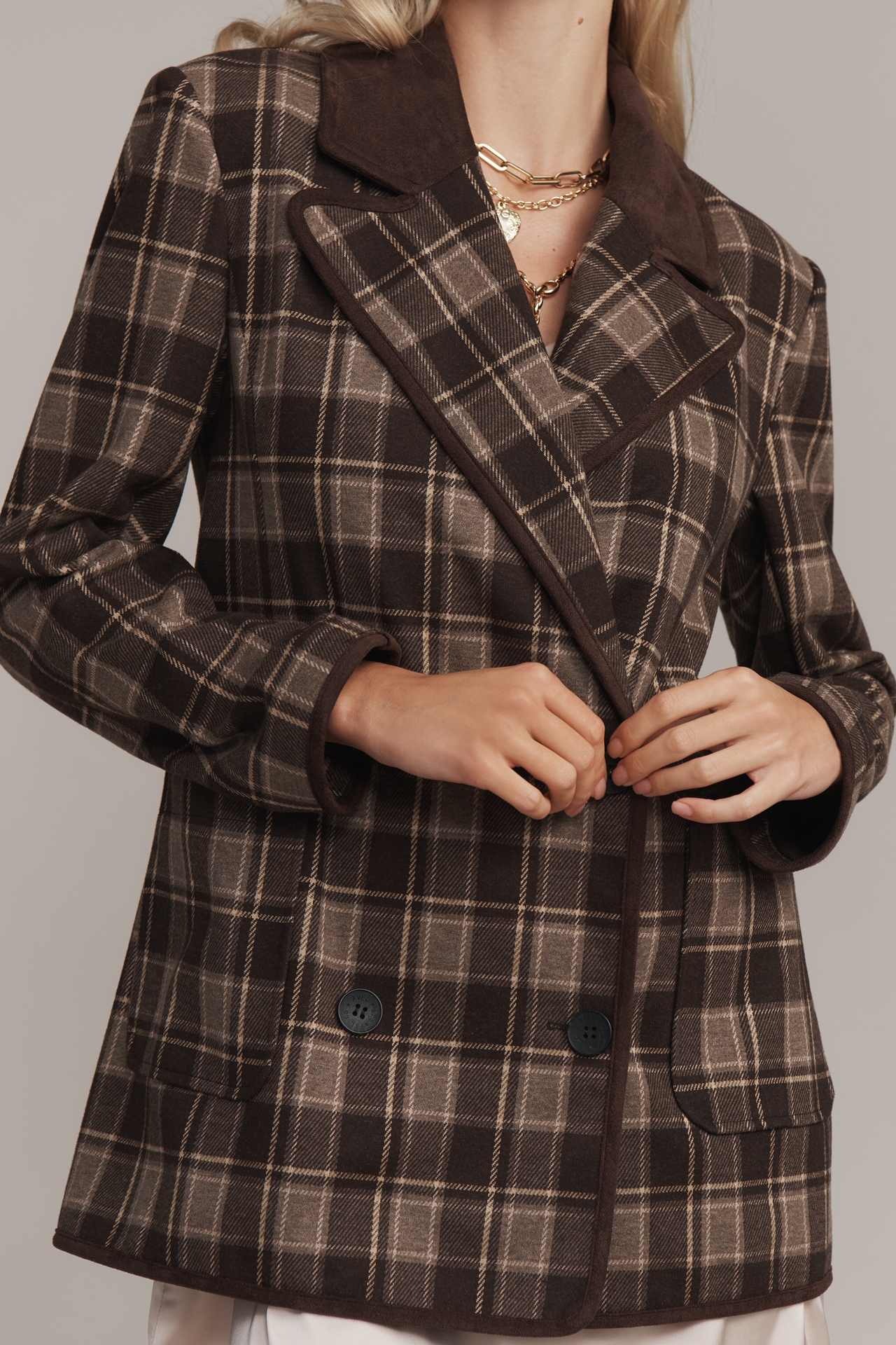 Avec Les Filles Double-Breasted Knit Blazer