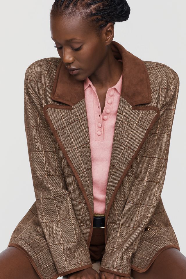 Avec Les Filles Double-Breasted Knit Blazer #2