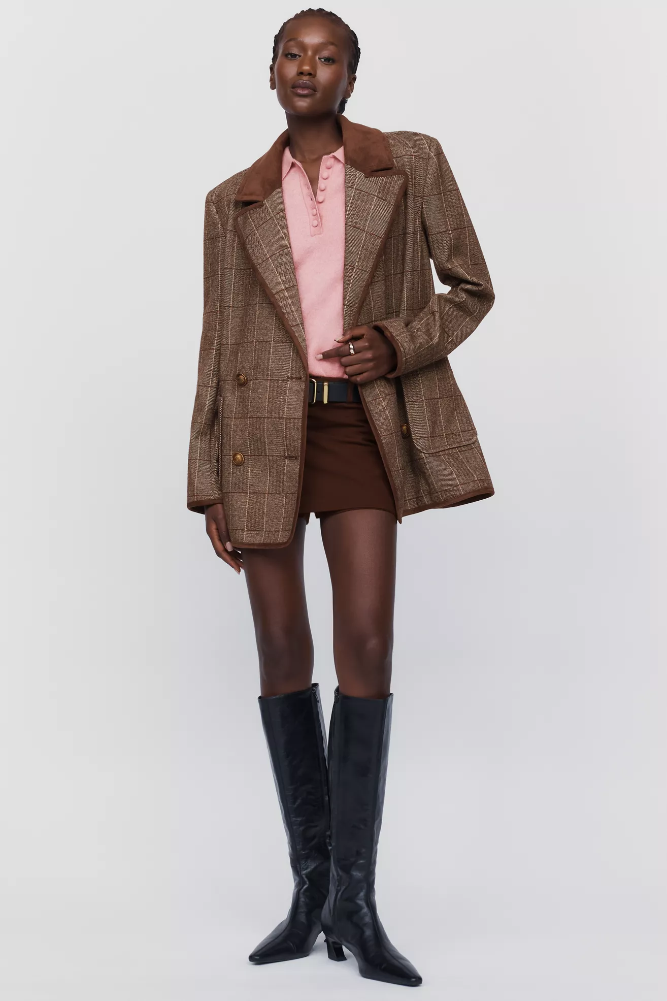 Avec Les Filles Double-Breasted Knit Blazer