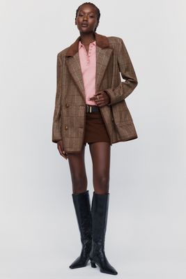 Avec Les Filles Double-Breasted Knit Blazer