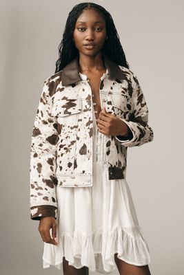 Avec Les Filles Calf Hair Trucker Jacket