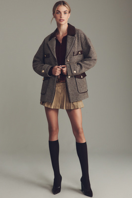 Avec Les Filles Oversized Blazer Jacket In Brown