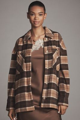 Avec Les Filles Oversized Plaid Wool Blend Shacket