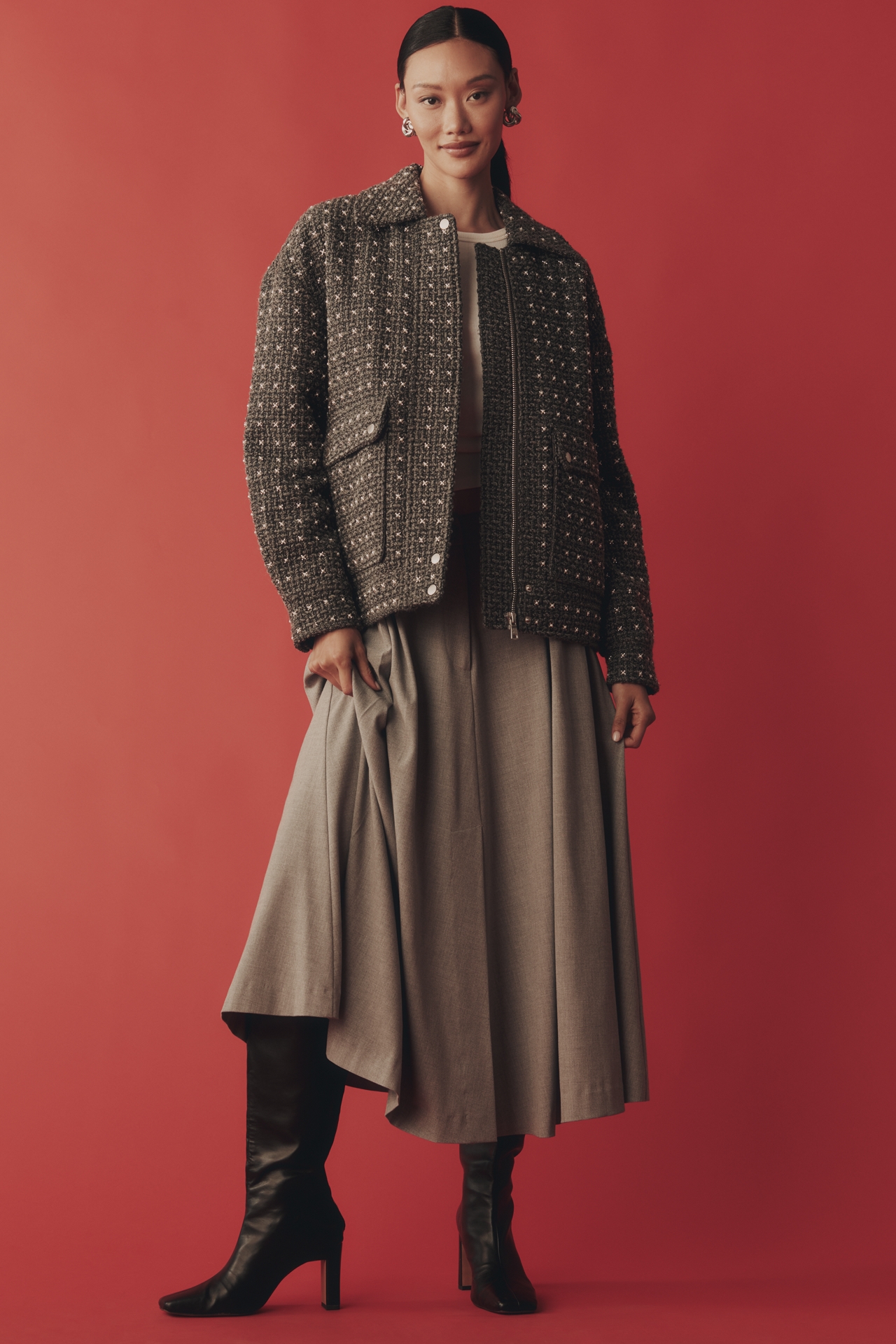 Avec Les Filles Pearl-Embellished Bomber Jacket