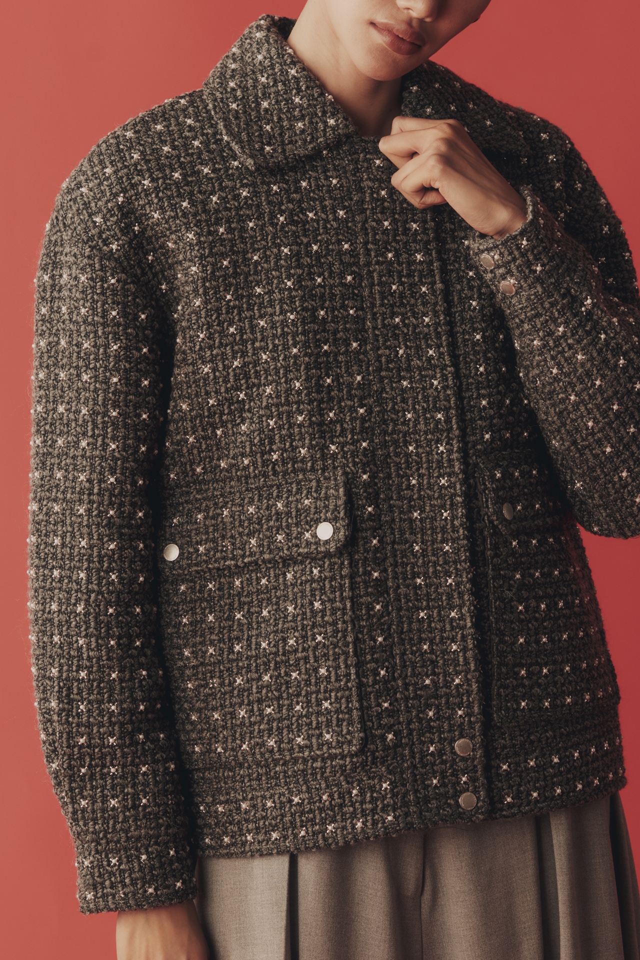 Avec Les Filles Pearl-Embellished Bomber Jacket