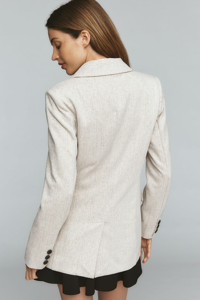 Avec Les Filles Rhinestone Stripe Double-Breasted Knit Blazer #2