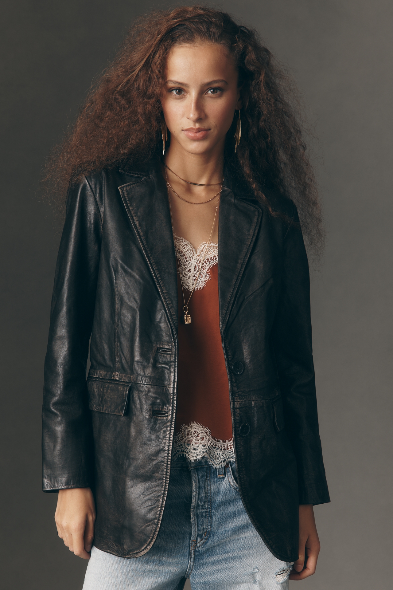 Avec Les Filles Oversized Leather Blazer