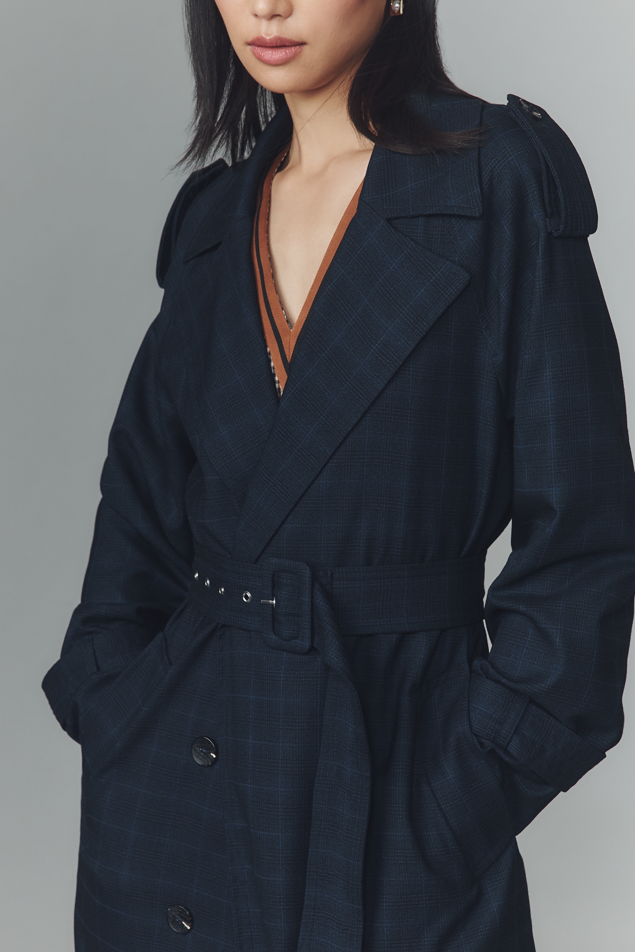 Avec Les Filles Double-Breasted Slouchy Trench Coat