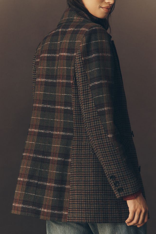 Avec Les Filles Plaid Mix Double-Breasted Blazer #1