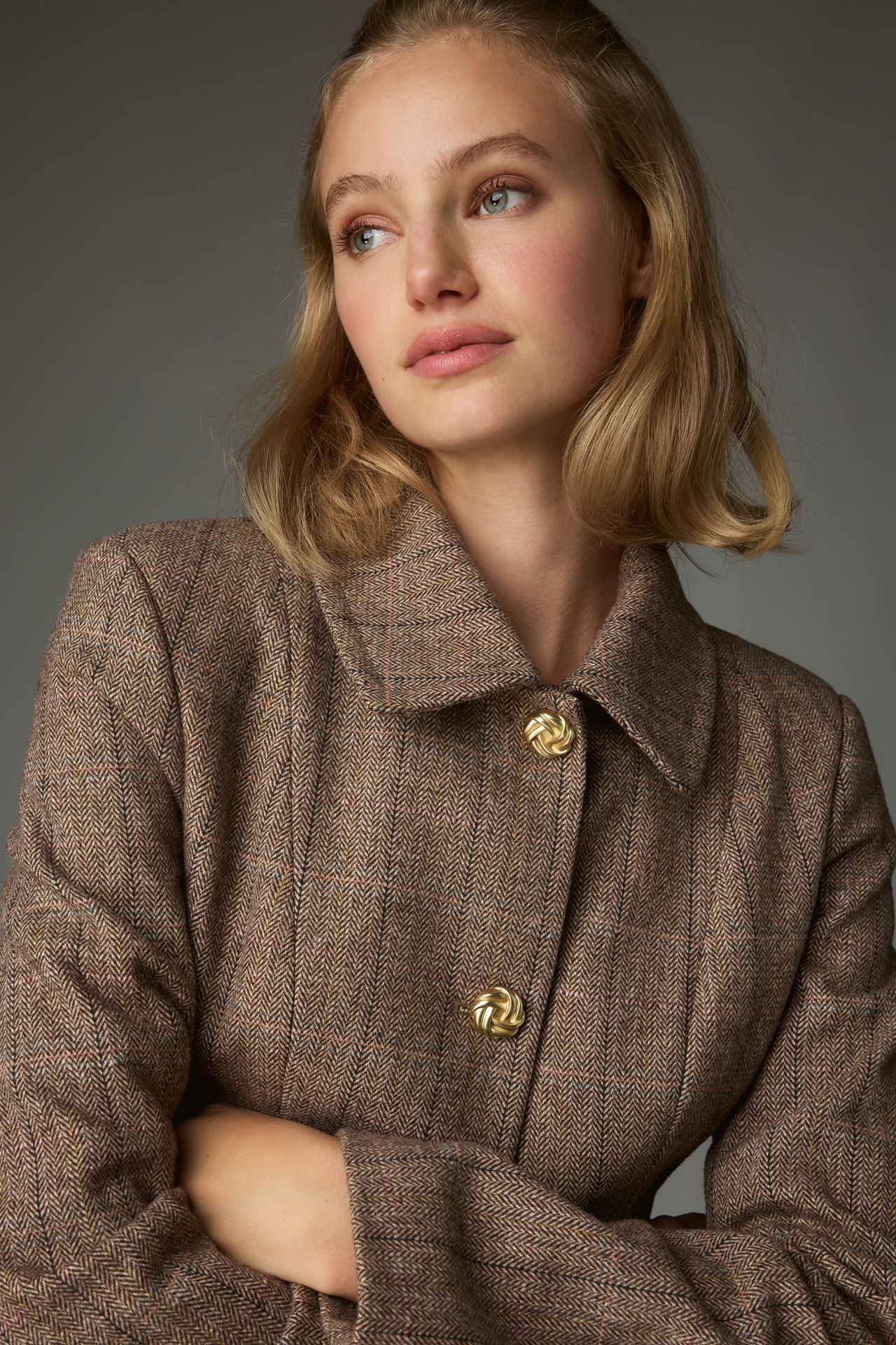 Avec Les Filles Plaid Wool Blend Hourglass Blazer