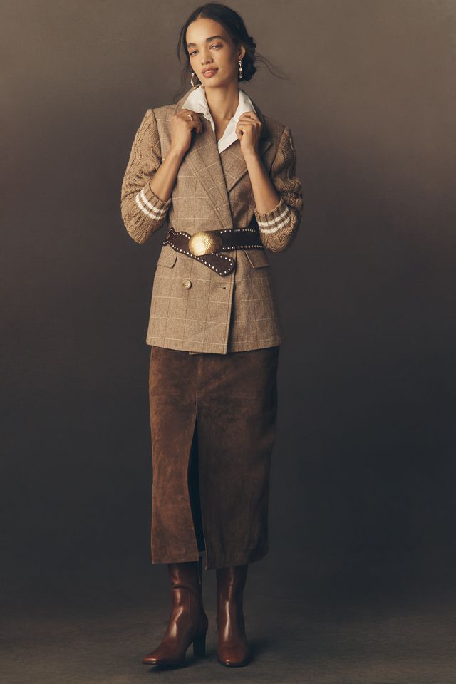 Avec Les Filles Sweater Mix Wool Blend Plaid Blazer #4