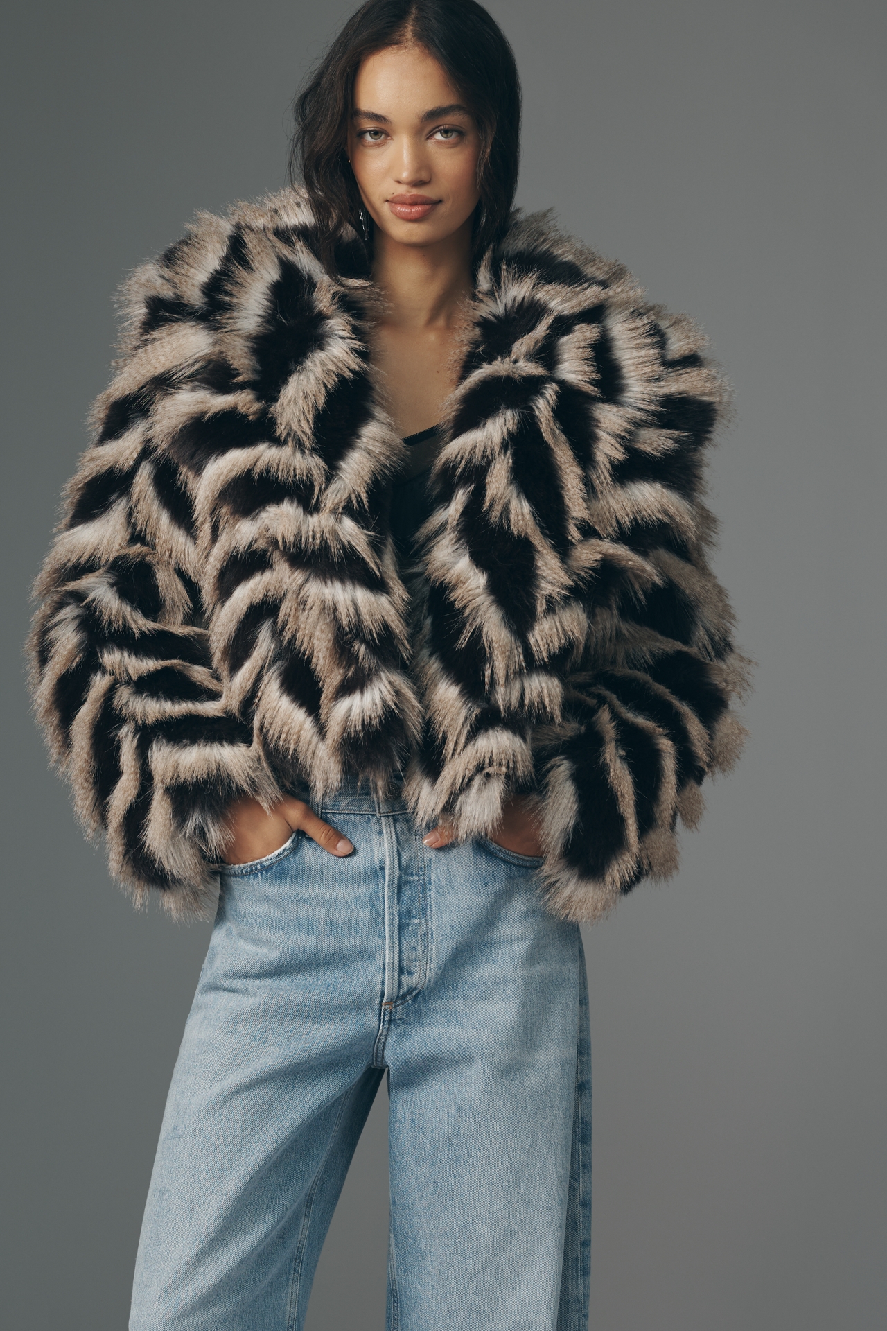 Avec Les Filles Faux Fur Crop Jacket