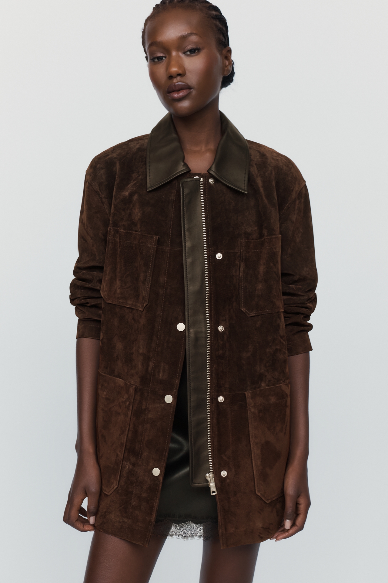 Avec Les Filles Leather Utility Jacket