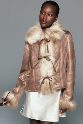 Avec Les Filles Tie Front Faux Shearling Jacket by Anthropologie