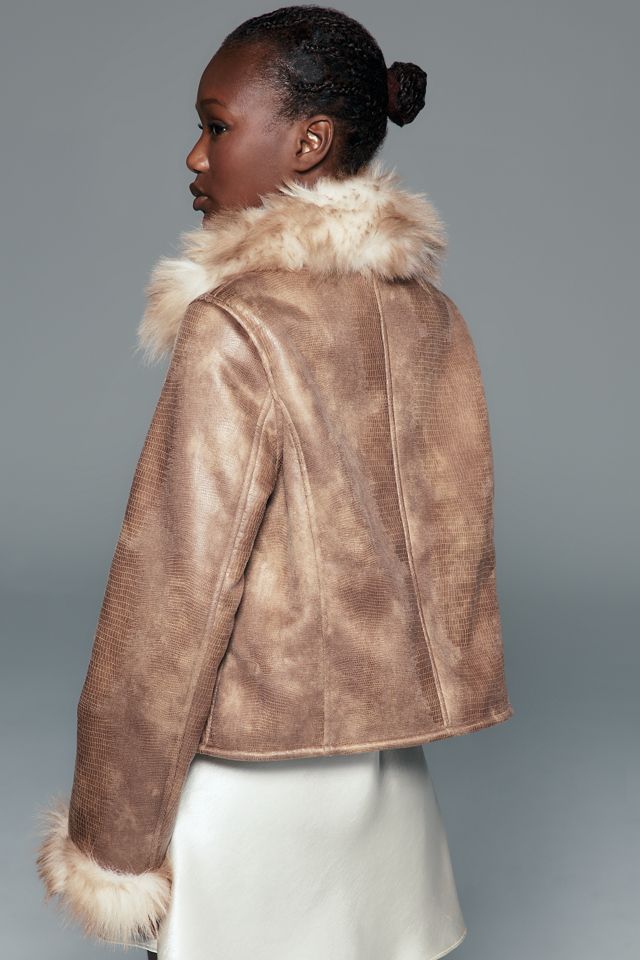 Avec Les Filles Tie Front Faux Shearling Jacket #1