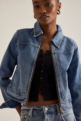 Veste en denim à fermeture éclair en Blue taille: XS chez Anthropologie - Levi's - Modalova