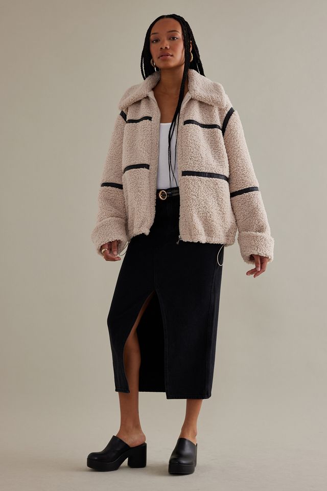 Oversized Seamed Teddy Fleece Jacket #7