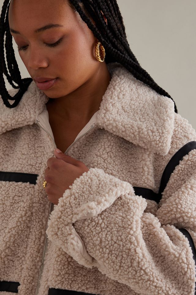 Oversized Seamed Teddy Fleece Jacket #8