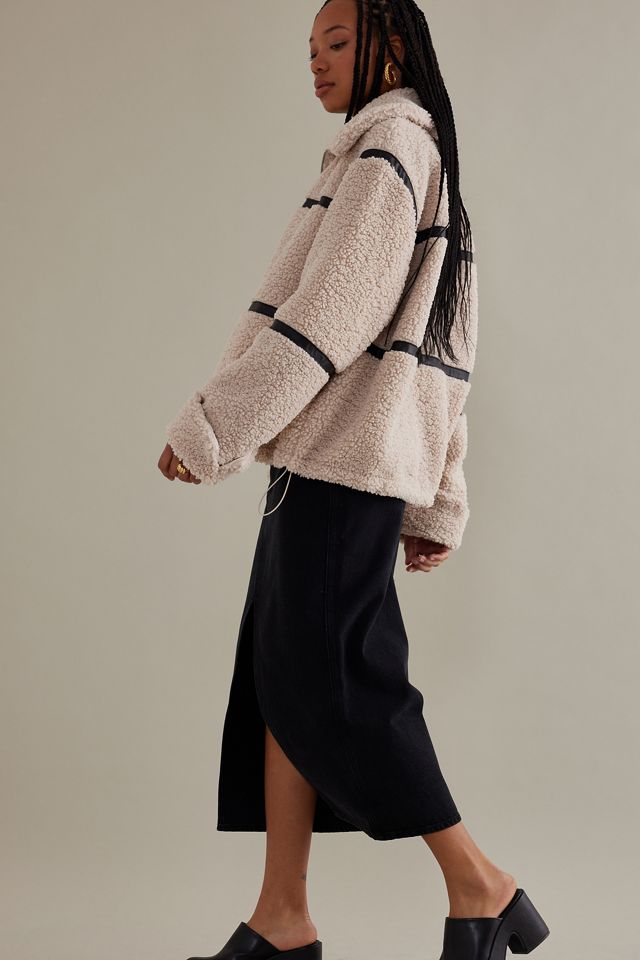 Oversized Seamed Teddy Fleece Jacket #9