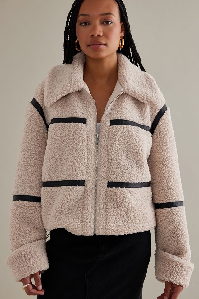 Oversized Seamed Teddy Fleece Jacket #10