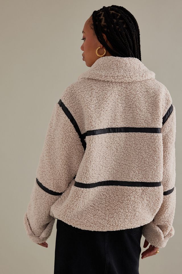 Oversized Seamed Teddy Fleece Jacket #11
