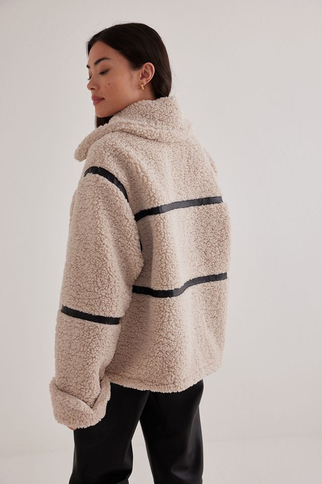 Oversized Seamed Teddy Fleece Jacket #6