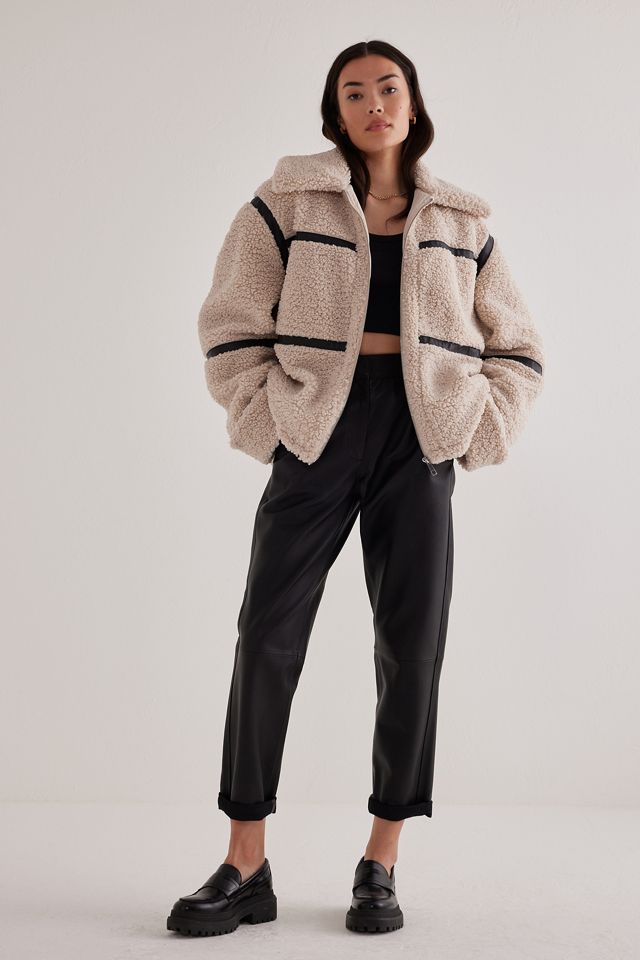 Oversized Seamed Teddy Fleece Jacket #1