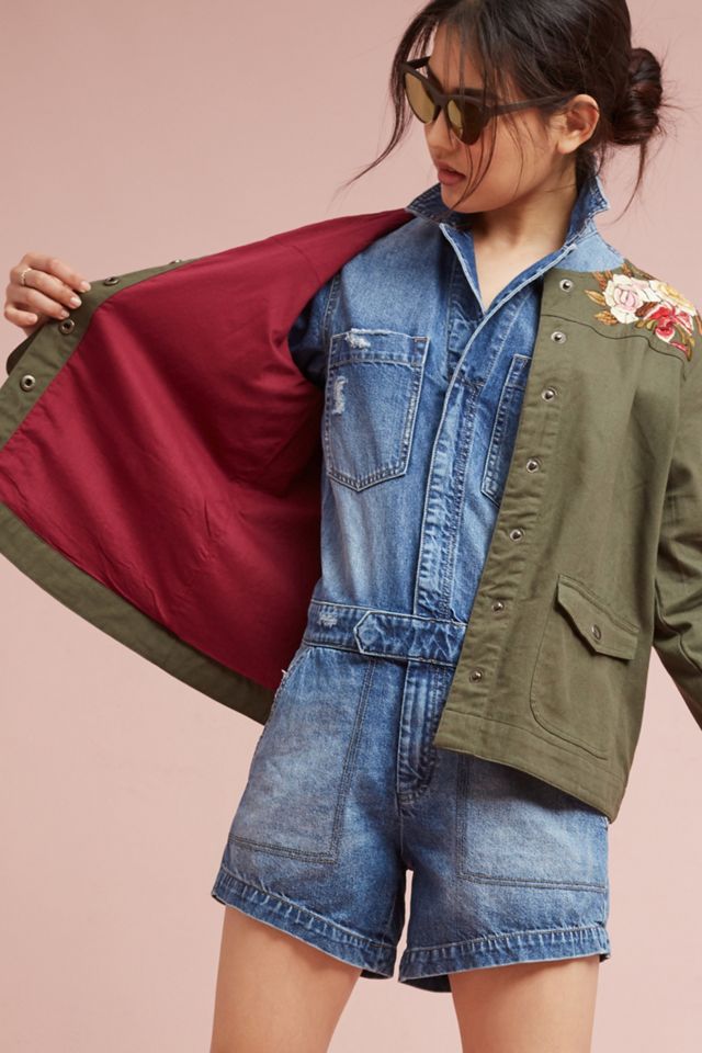 Veste militaire brodée Ioana, verte Anthropologie FR - Main Image