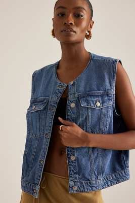 Rie Gilet Court en Denim en taille: Uk 10 chez Anthropologie - Selected Femme - Modalova