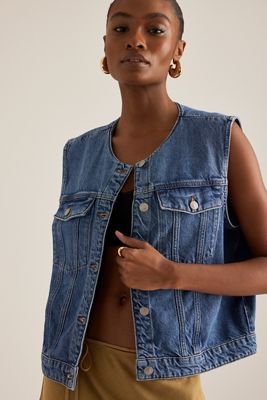 Selected Femme Rie Gilet di Jeans Corto