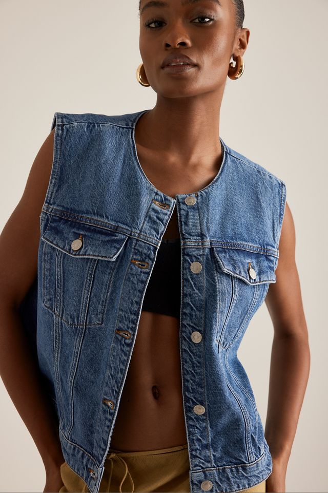 Selected Femme Rie Short Denim Vest #4