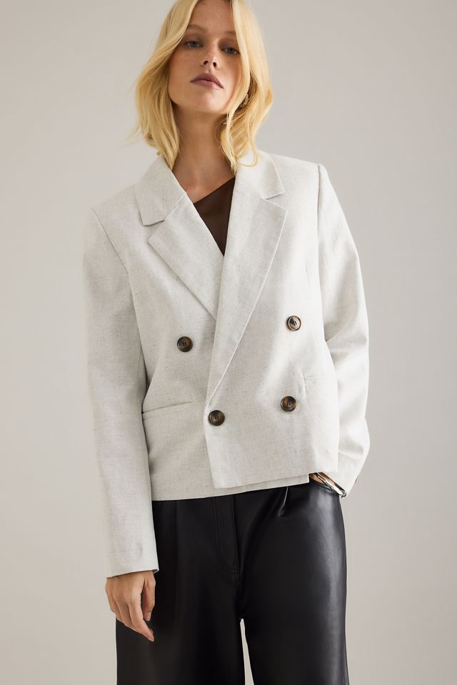 Blazer Corto de Algodón y Lino Venja Selected Femme #3