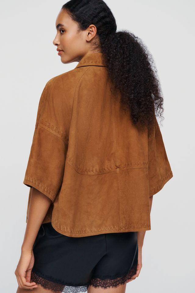 By Anthropologie Suede Cape Jacket #3