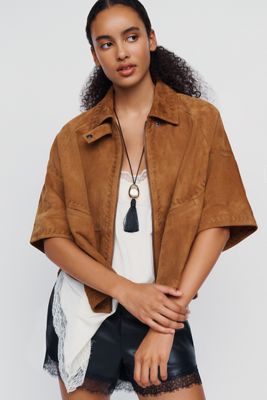 By Anthropologie Suede Cape Jacket