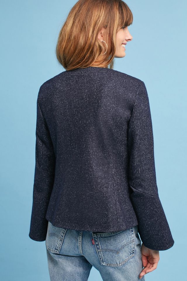 Pinstriped Flounced-Sleeve Blazer #1