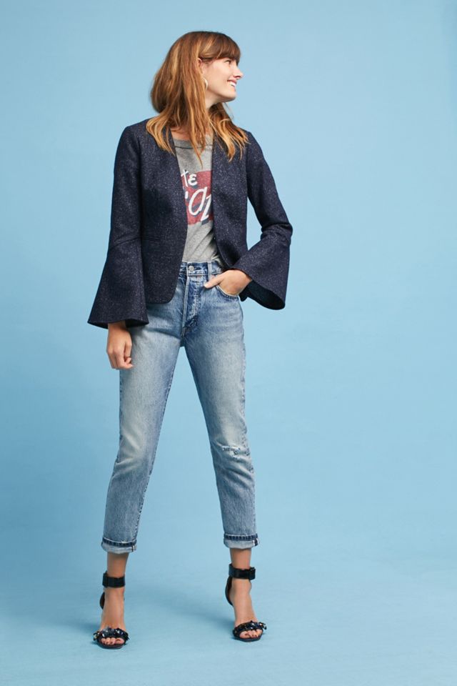 Pinstriped Flounced-Sleeve Blazer #3