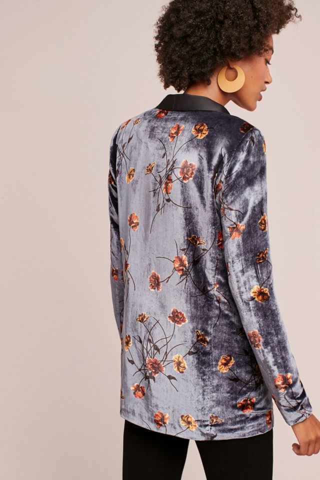 Printed Velvet Tuxedo Blazer #2