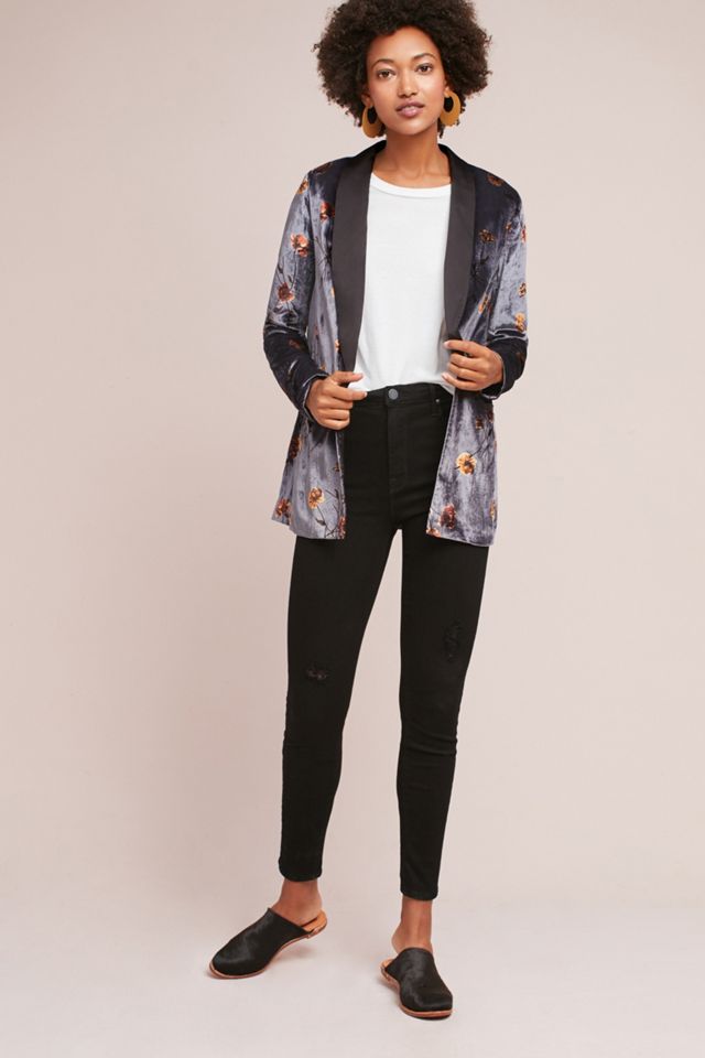 Printed Velvet Tuxedo Blazer #3