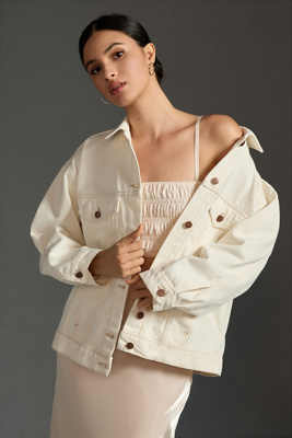 Pilcro Boyfriend Denim Jacket In White