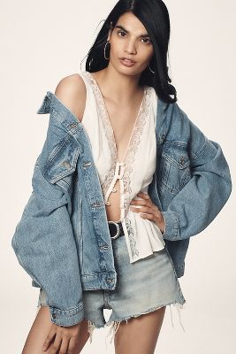 Pilcro Boyfriend Denim Jacket In Blue