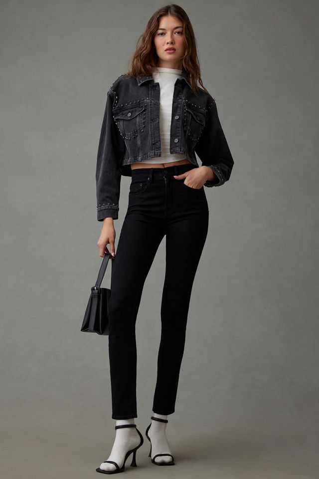 Pilcro Embellished Denim Cropped Trucker Jacket #2