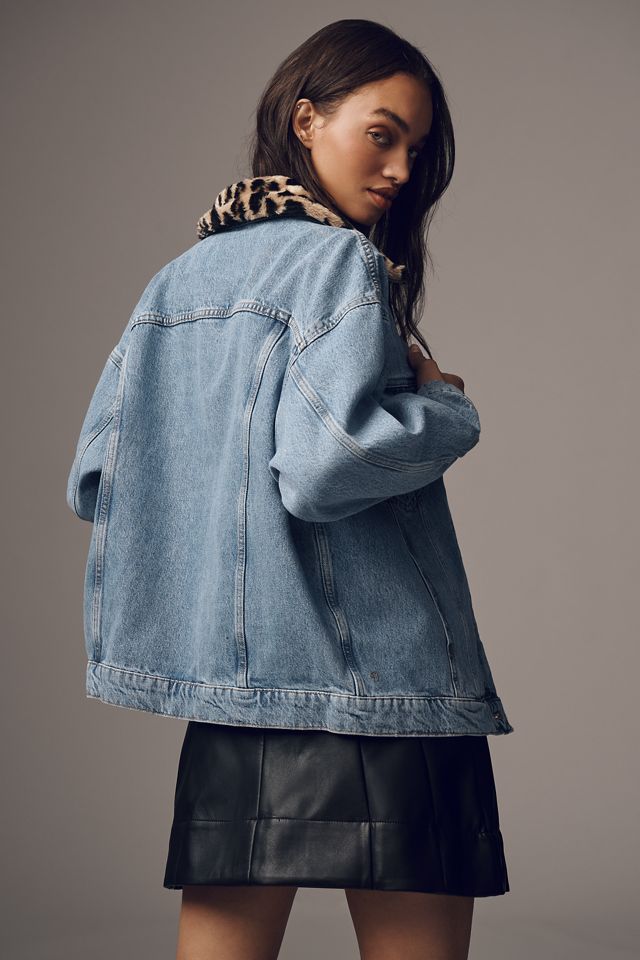 The Weston Denim Boyfriend Jacket by Pilcro: Leopard Collar